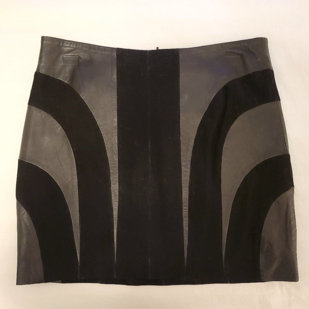 NWT House of Dagmar Goat Leather / Suede Skirt FR 34